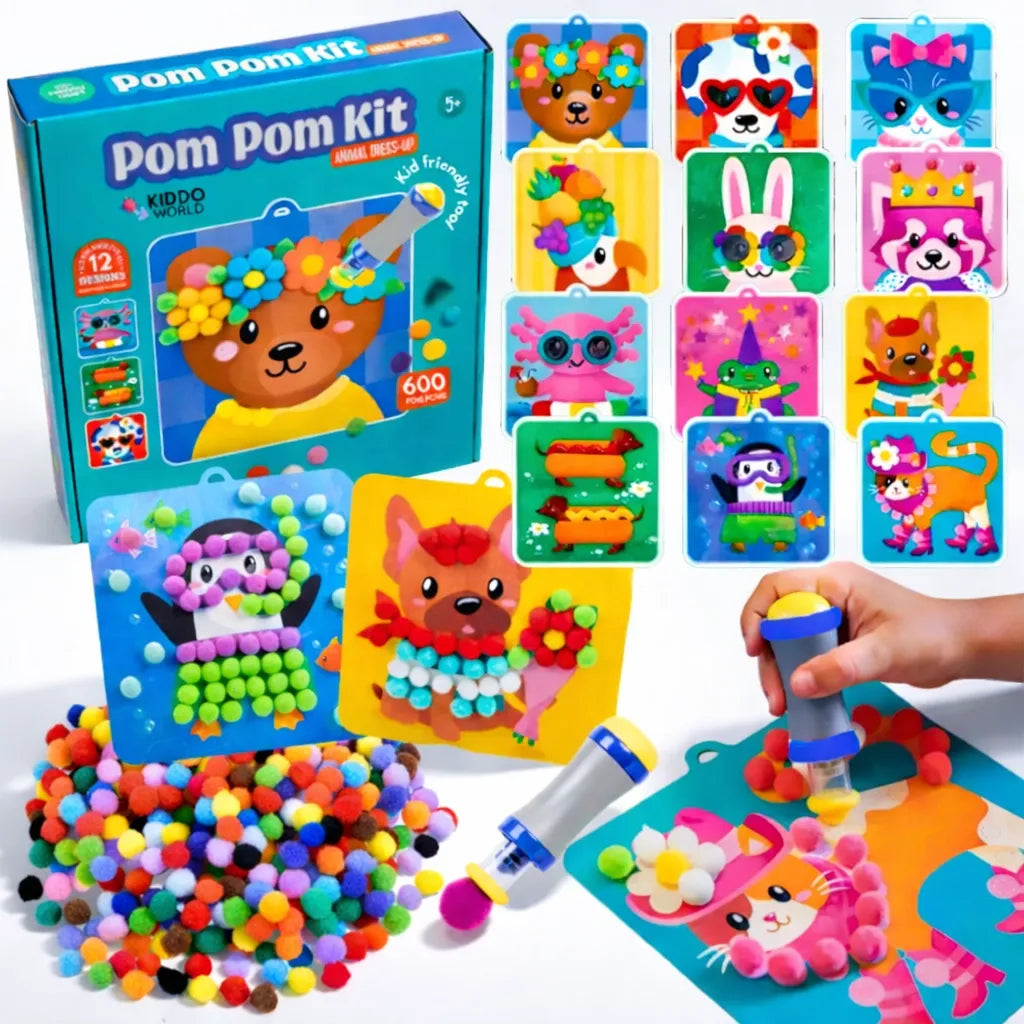 Pom Pom Kit | Sensory creative play with pom poms | for children aged 5+