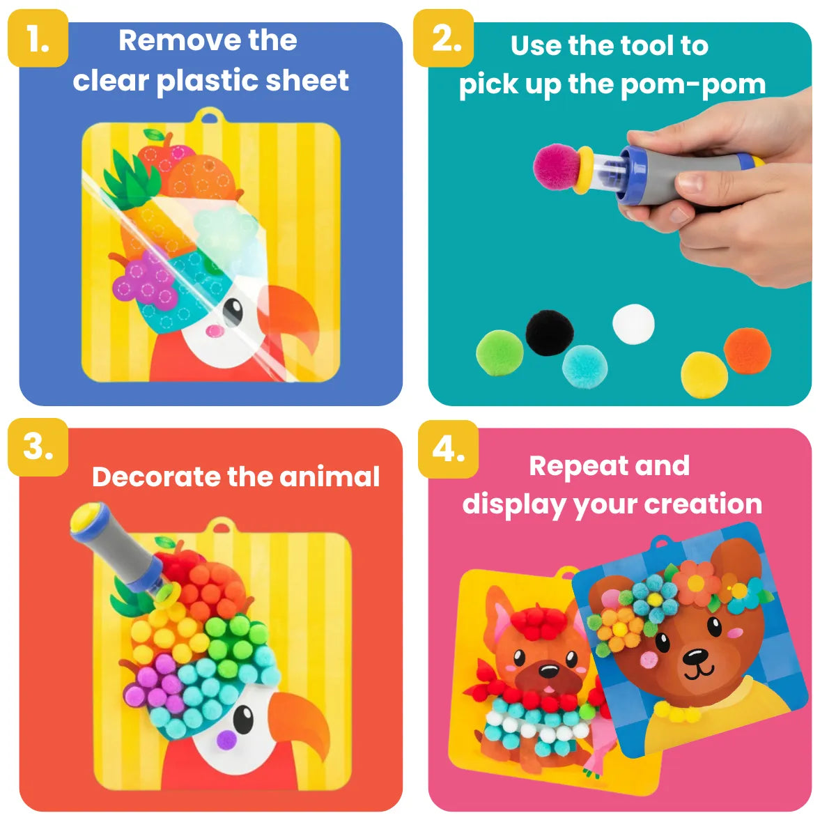 Pom Pom Kit | Sensory creative play with pom poms | for children aged 5+