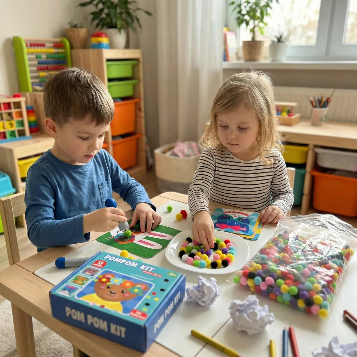 Pom Pom Kit | Sensory creative play with pom poms | for children aged 5+