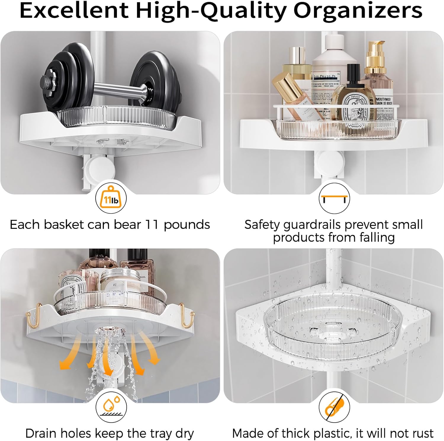 4-Tier 360° Rotating Rustproof Shower Caddy