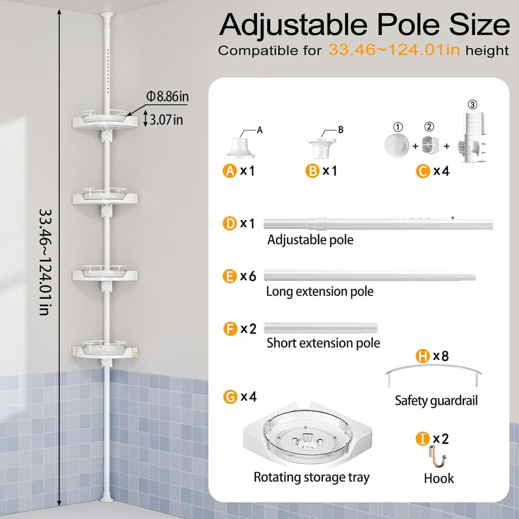 4-Tier 360° Rotating Rustproof Shower Caddy