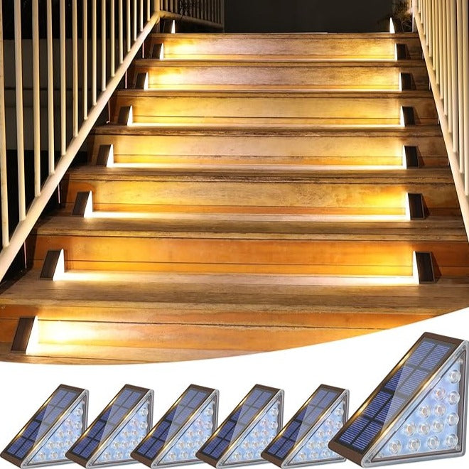 Solar Powered Stair Lights, Waterproof Outdoor Step Lights