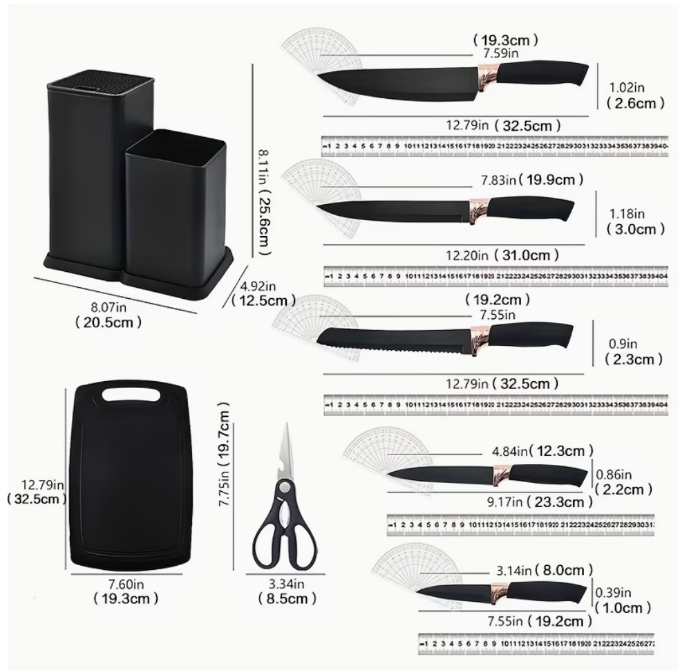 Complete 18-Piece Silicone & Acacia Utensil Set with Professional Chef Knives