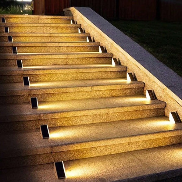 Solar Powered Stair Lights, Waterproof Outdoor Step Lights
