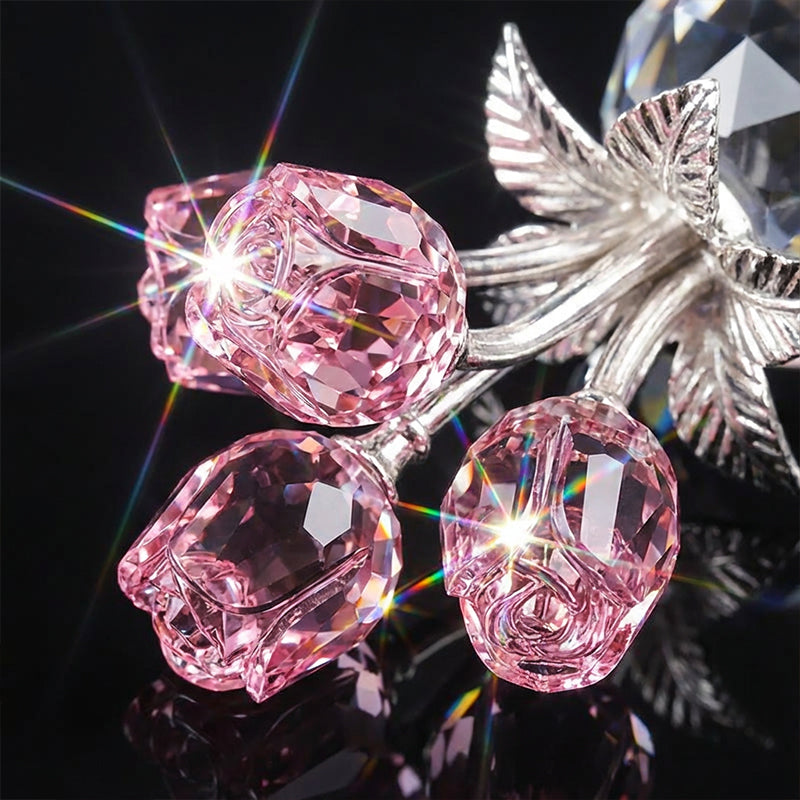 🌹Everlasting Crystal Rose Flower Figurine in Vase🌸