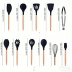 Complete 18-Piece Silicone & Acacia Utensil Set with Professional Chef Knives